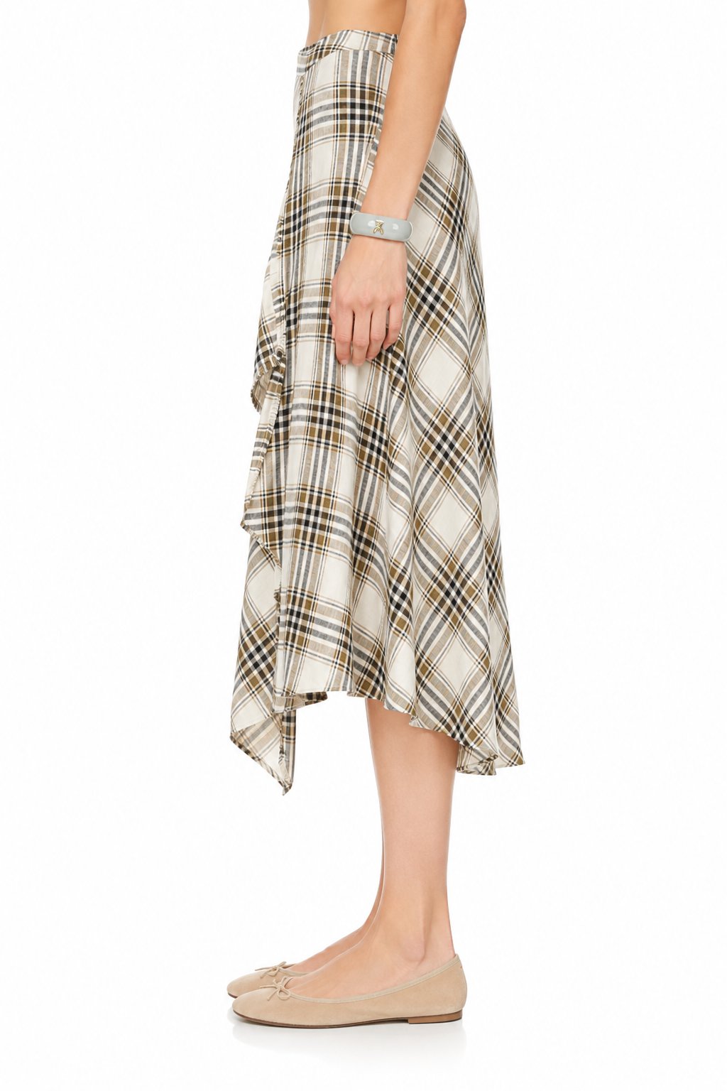 Sunzel Women's Plaid Midi Skirt High Waisted A Line Skirt, Asymmetrical Wrap Front Flowy Fall Casual Going Out Skirt