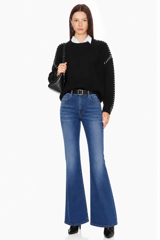Sunzel Womens Vintage Flare Jeans High Waisted Denim Pants Button Fly Pocket Smoothing Slim Stretch Street Jeans