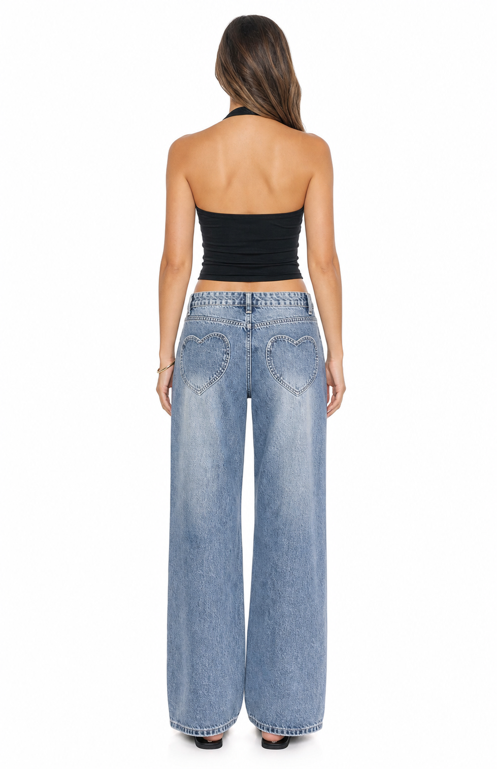 Sunzel Womens Heart Pocket Baggy Jeans High Waisted Wide Leg Denim Pants Smoothing Casual Y2K Vintage Going Out Jeans