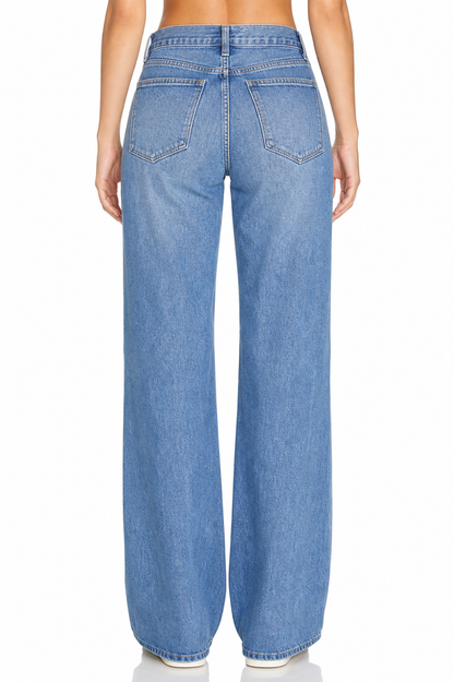 Sunzel Womens Ripped Wide Leg Jeans High Waisted Denim Pants Frayed Hem Pocket Smoothing Casual Street Jeans