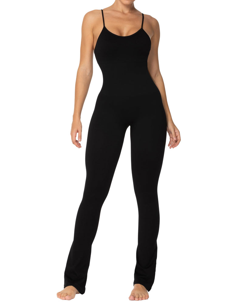 Women's Seamless Flared Jumpsuit with Built-in Bra – Sunzel