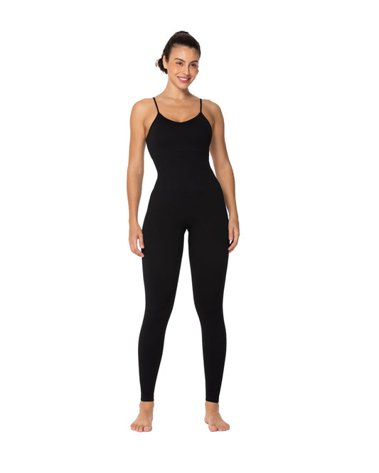 Backless sports jumpsuit with padded bra