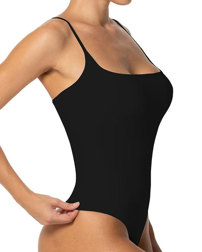 Square-neck sleeveless seamless spaghetti strap body-shaping jumpsuit