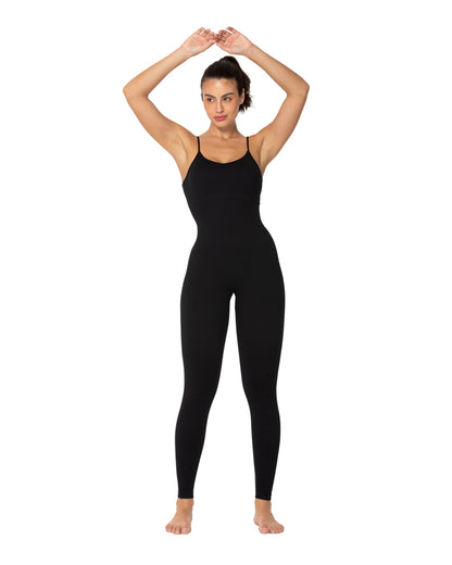 Backless sports jumpsuit with padded bra