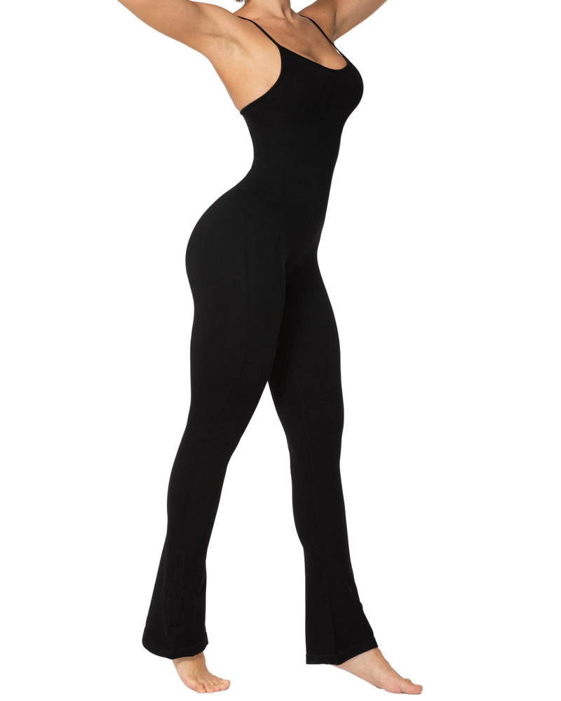 Women's Seamless Flared Jumpsuit with Built-in Bra
