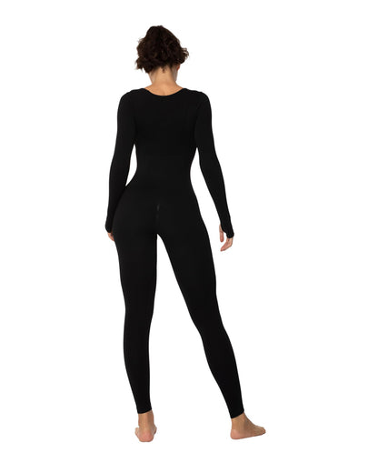 Women's Square Neck Long Sleeve Tummy Control Jumpsuits