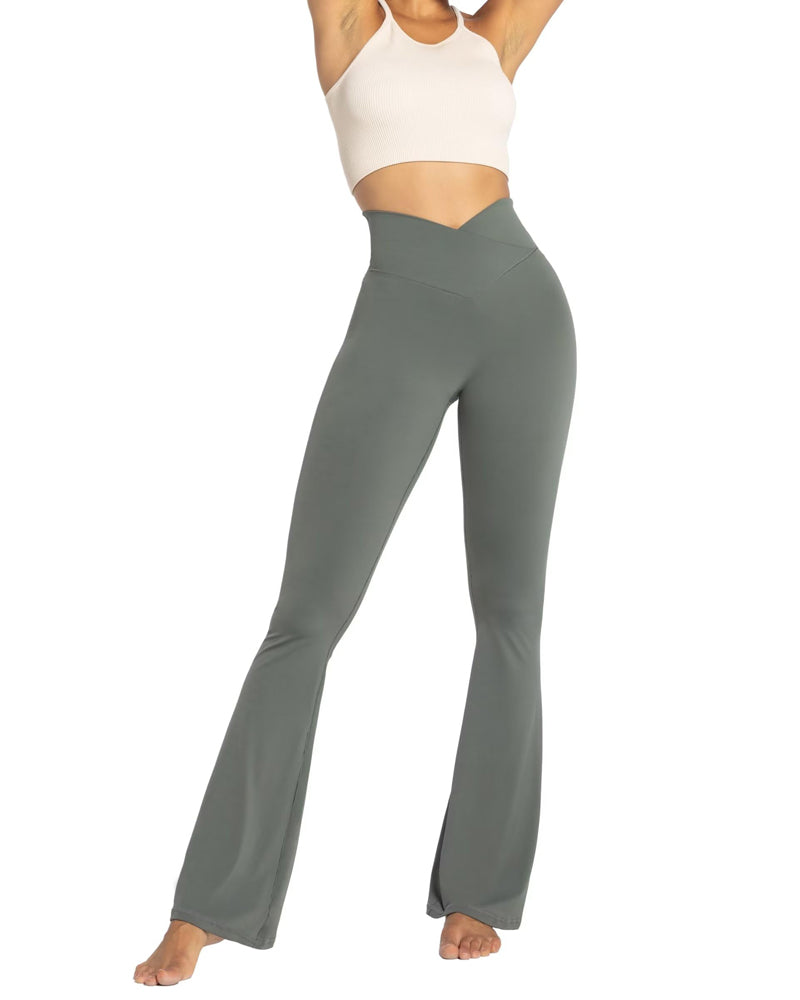 32'' Women's Cross Waist Flared Leggings – Sunzel