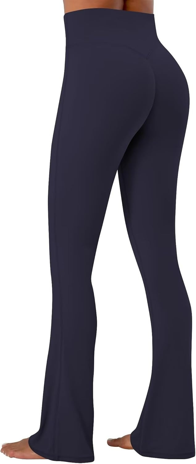 Sunzel No Front Seam Crossover Flare Leggings for Women Hidden Butt Lifting Scrunch Tummy Control Mini Flared Yoga Pants