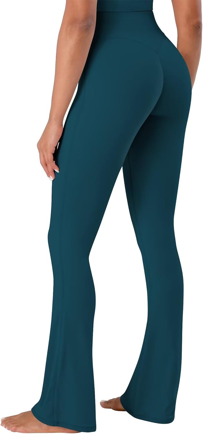 Sunzel No Front Seam Crossover Flare Leggings for Women Hidden Butt Lifting Scrunch Tummy Control Mini Flared Yoga Pants