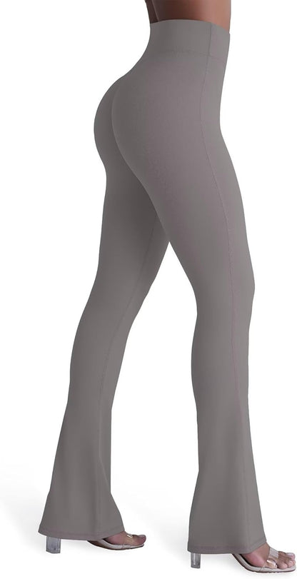 Sunzel No Front Seam Crossover Flare Leggings for Women Hidden Butt Lifting Scrunch Tummy Control Mini Flared Yoga Pants