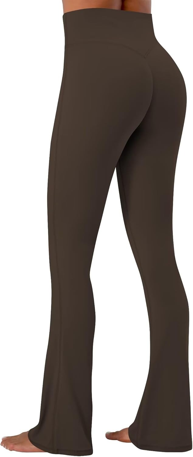 Sunzel No Front Seam Crossover Flare Leggings for Women Hidden Butt Lifting Scrunch Tummy Control Mini Flared Yoga Pants