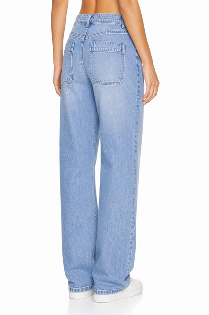 Sunzel Womens Cropped Wide Leg Jeans High Waisted Denim Pants Pocket Smoothing Relaxed Straight Casual Jeans