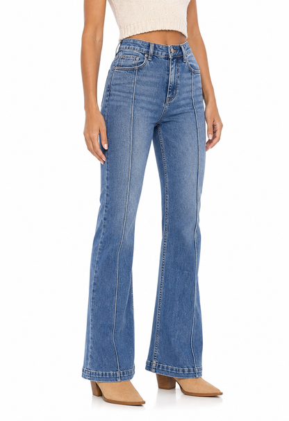 Sunzel Womens Front Seam Flare Jeans High Waisted Denim Pants Pocket Smoothing Vintage Wide Leg Bootcut Casual Jeans