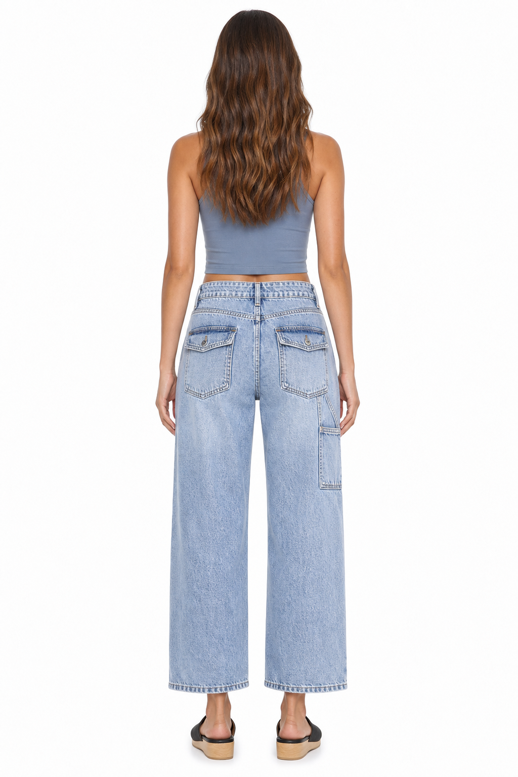 Sunzel Womens Cropped Cargo Jeans High Waisted Barrel Denim Pants Multi Pocket Smoothing Casual Utility Jeans