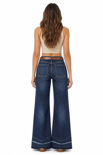 Sunzel Womens Washed Wide Leg Jeans High Waisted Denim Pants Belt Loop Pocket Smoothing Relaxed Vintage Jeans
