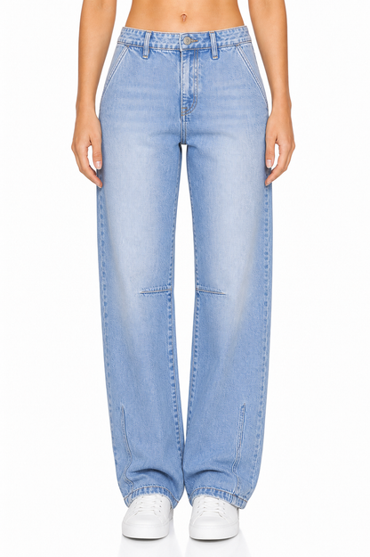 Sunzel Womens Cropped Wide Leg Jeans High Waisted Denim Pants Pocket Smoothing Relaxed Straight Casual Jeans