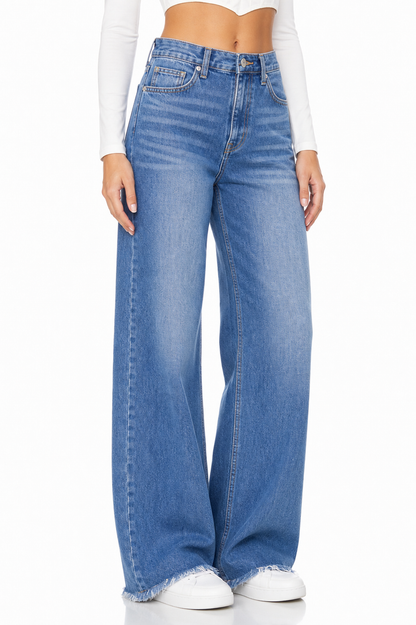 Sunzel Womens Whisker Wide Leg Jeans High Waisted Denim Pants Pocket Smoothing Loose Straight Vintage Casual Jeans