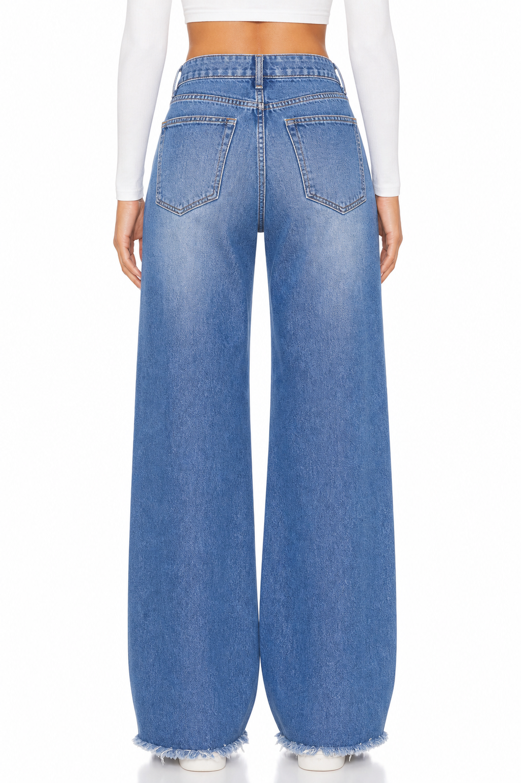 Sunzel Womens Whisker Wide Leg Jeans High Waisted Denim Pants Pocket Smoothing Loose Straight Vintage Casual Jeans