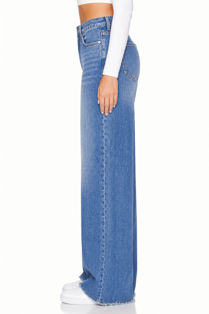 Sunzel Womens Whisker Wide Leg Jeans High Waisted Denim Pants Pocket Smoothing Loose Straight Vintage Casual Jeans