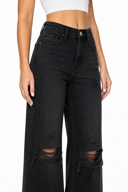 Sunzel Womens Ripped Straight Leg Jeans High Waisted Denim Pants Pocket Smoothing Loose Casual Street Jeans