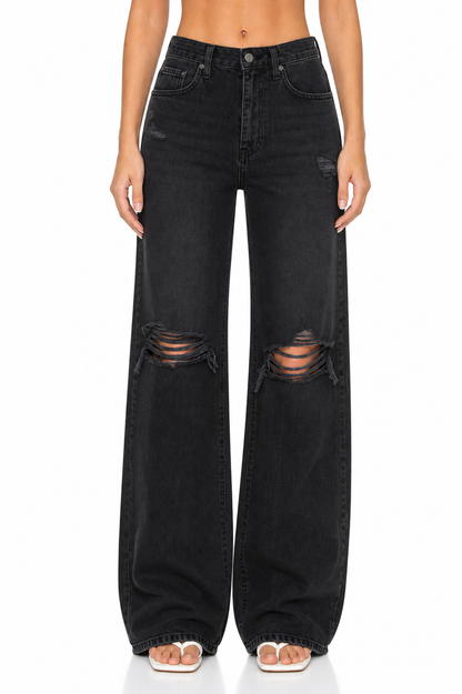 Sunzel Womens Ripped Straight Leg Jeans High Waisted Denim Pants Pocket Smoothing Loose Casual Street Jeans