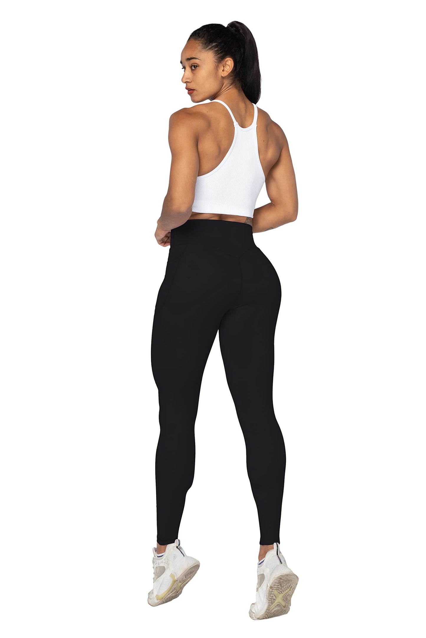 No Front Seam Workout Leggings for Women with Pockets