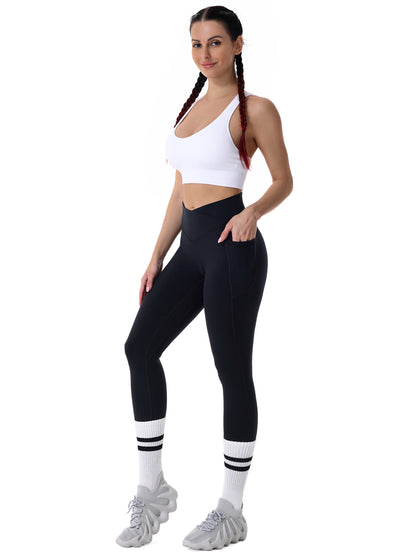 28" Workout Leggings - V Cross Waist with Pockets